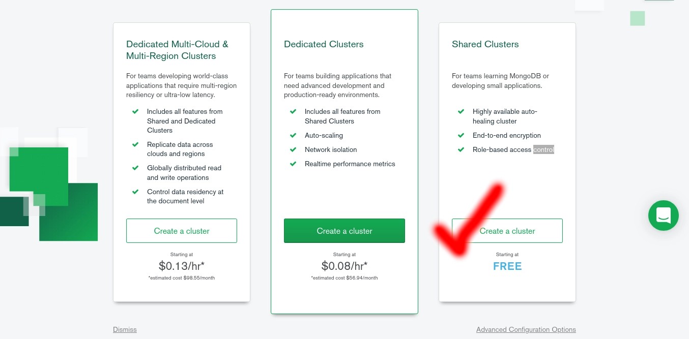 Create a new MongoDB cluster