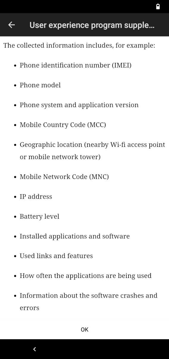 Nokia User Experience Program data collection practices