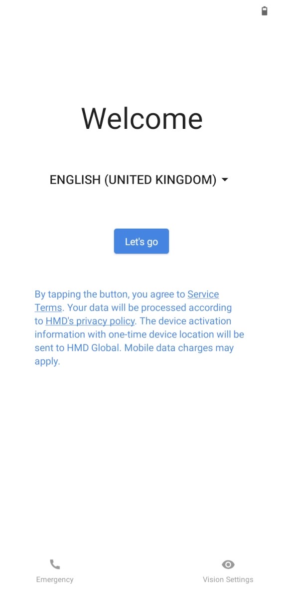 Nokia Setup Welcome Screen